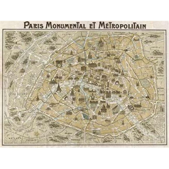 Selected Artworks PDX3MP587SMALL Paris Monumental et Métropolitain 1932 Affiche Imprimée par Anonyme&44; 11 x 14 - Petit