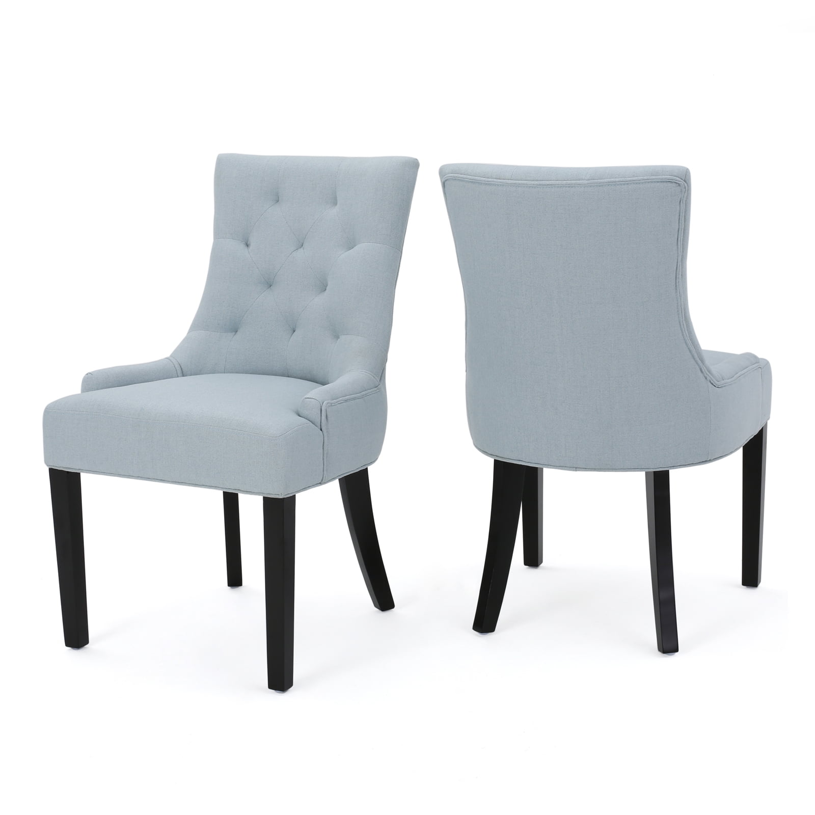 Kadyn Modern Fabric Dining Chairs, Upholstered Dining Side Chairs for Home Furniture, Kitchen Dining Chairs with Wood Legs and Arm Rest, 2-pcs Set, Light Sky