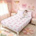 thumbnail image 3 of Meiyoeat Watercolor Bow King Sheets for Girls, Princess Bowknot Style Bedding, Pink White, 4-Piece, 3 of 5