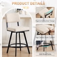 thumbnail image 4 of Zesthouse 26.6" Swivel Bar Stools Set of 2, Modern Counter Height Stools with Solid Back & Metal Base, Linen Upholstered Barstools for Kitchen Island, Beige, 4 of 10