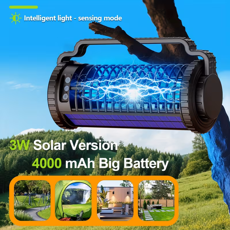 Outdoor solar insect killer, high-efficiency indoor mosquito killer, wireless rechargeable 4000mAh battery, waterproof mosquito repellent, suitable for outdoor, terrace, backyard, garden