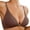Coffee, variant on 2PC T Shirt Bras for Women Front Closure No Low Cut V Lette Comfy Support Wireless Bras for Women,Beige,L