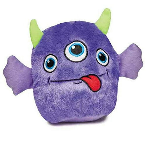 Rock Monster Dog Toys Soft Ball Shape Plush Squeaker Silly Face 7" Choose Color (Purple)