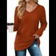 thumbnail image 2 of Blusas de Larga para Mujer, Camisetas con Cuello en V, Suéteres Tipo Túnica Ligeros, Moda Color Caramelo M, 2 of 9