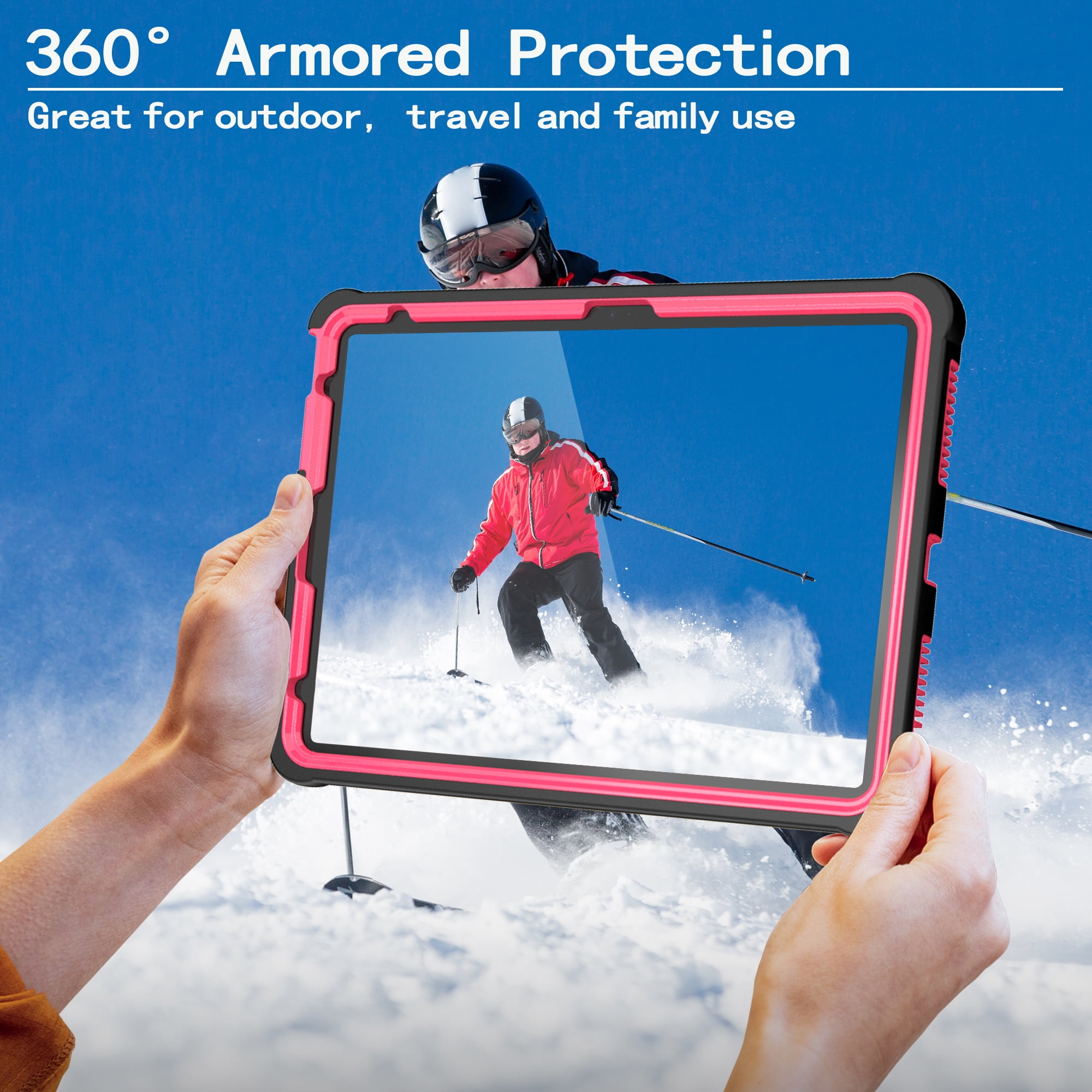 Allytechgroup Heavy Duty Shockproof Case for Apple iPad A16 11th Generation 11" 2025 & iPad 10th Generation 10.9" 2022, Tablet Case with Kickstand, Pencil Holder, Strap Kids Friendly Cover,Blackrose