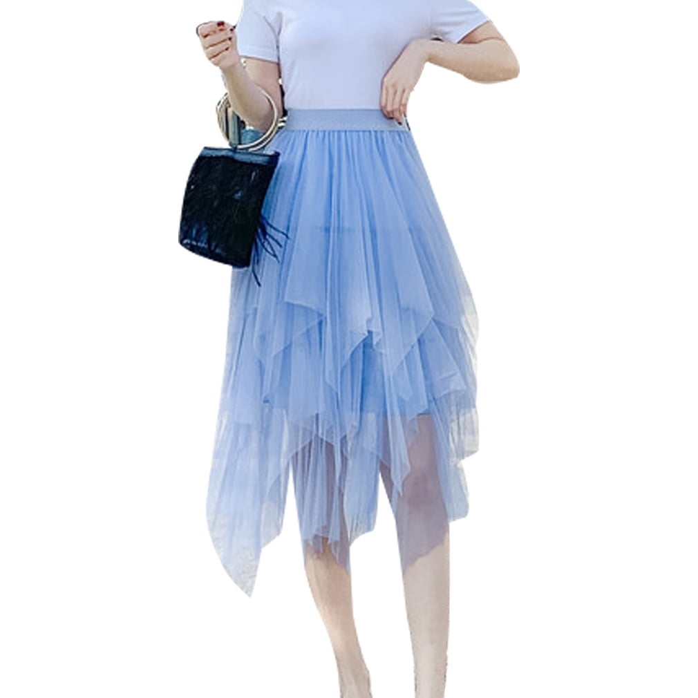New Fashion Women Solid Tutu Tulle Skirt Elastic Waist Mesh Net