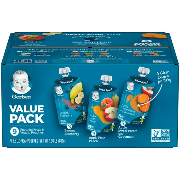 Gerber Toddler Baby Food, Variety Pack, 31.5 oz Pouch, 9 Pack - Walmart