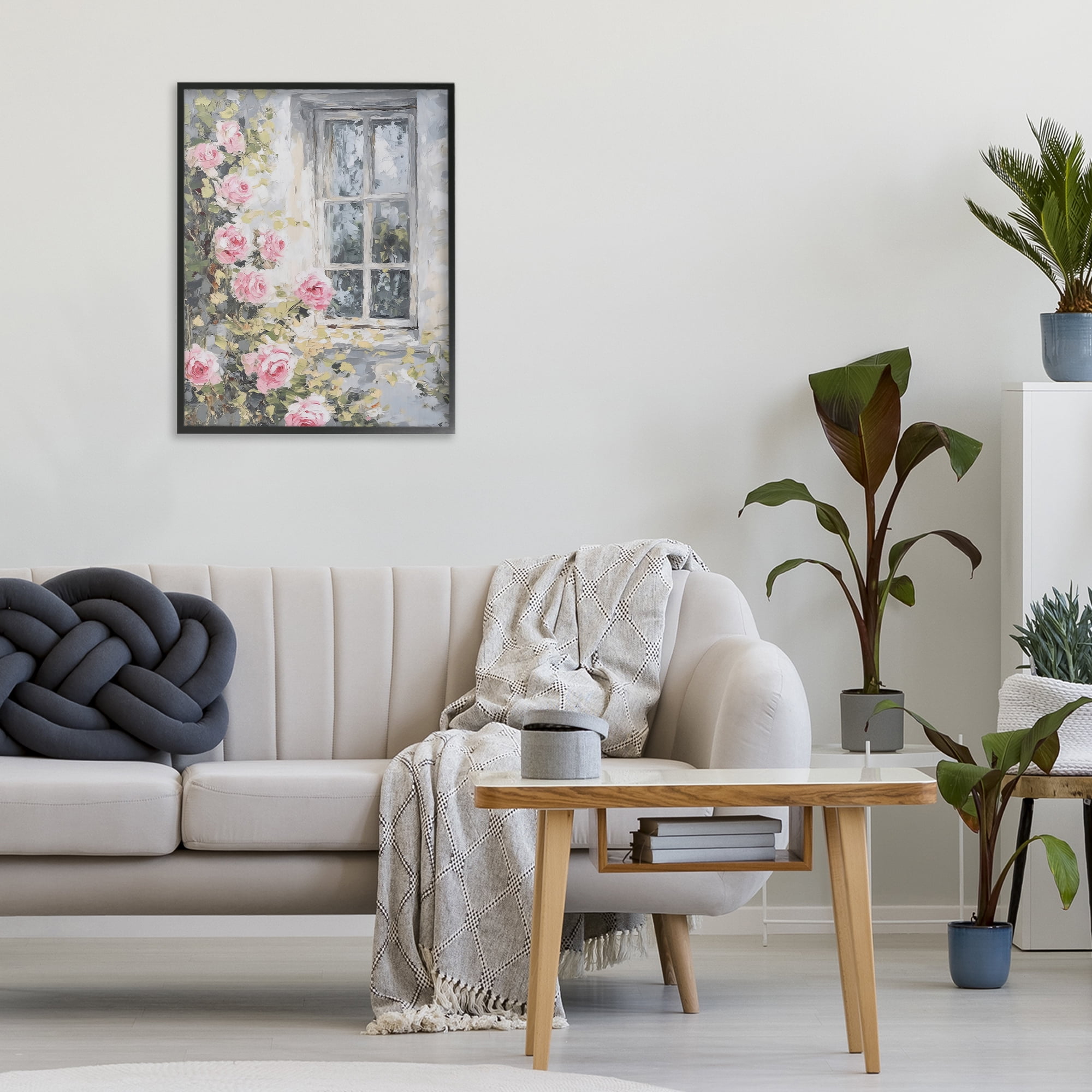 Stupell Industries View Of Roses Cottage Window Black Framed Giclee Art, design by LSR Design Studio