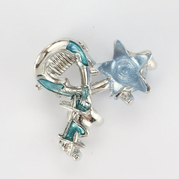 1 Pc Fashion Star Hair Clips Hairdo Clip for Women 0.94"x0.83"x0.79" Blue Silver Tone