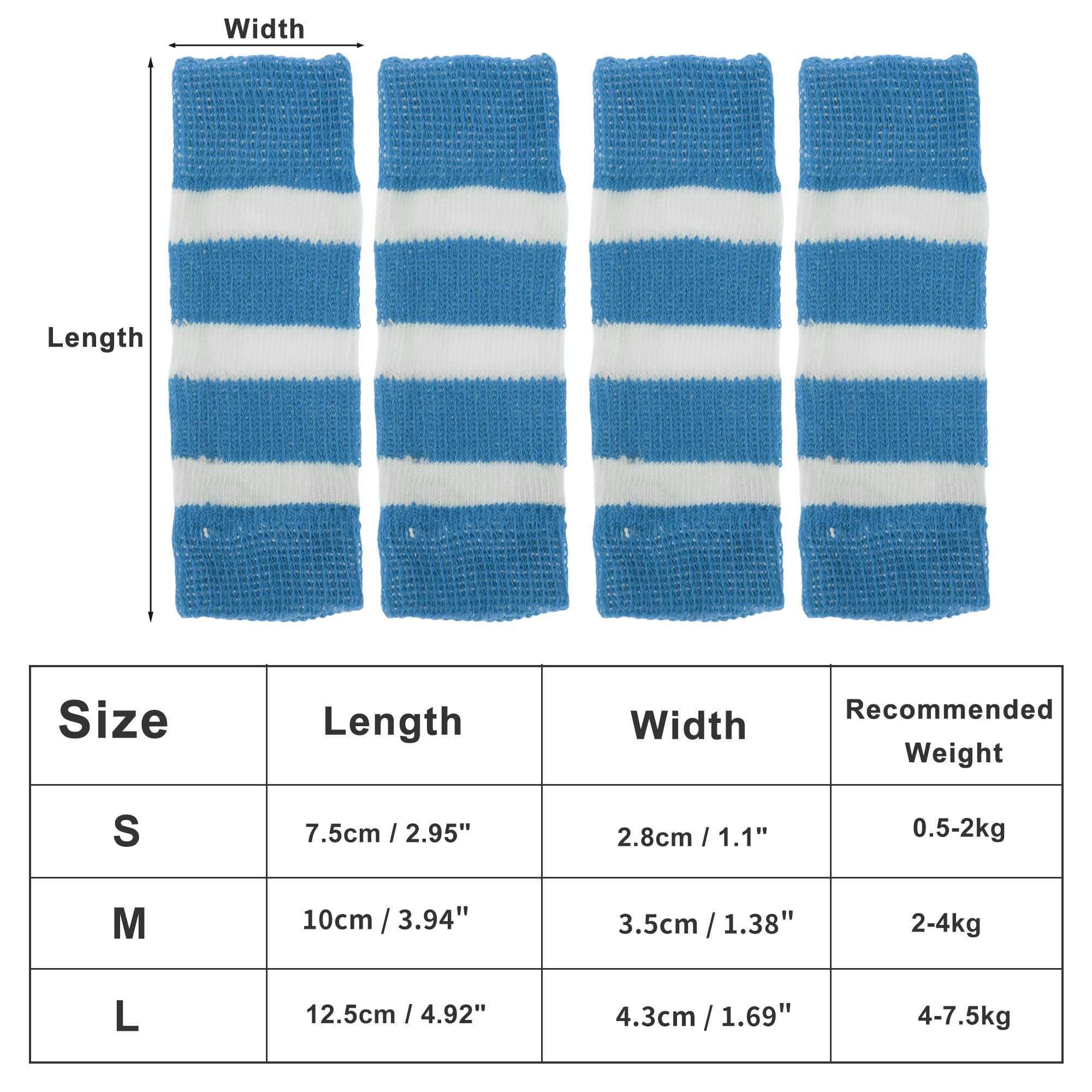 Unique Bargains Pack of 4 Dog Soft Knitted Socks Joint Protection Blue White M