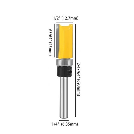 

GOXAWEE Pattern Flush Trim Router Bit 1/4 Shank Carbide Template Top Bearing Flush Trim Bits 1/2 Cutting Diameter Carbide Bits For Cut And Trim Wood Density Boards MDF Chipboard Splint