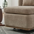 thumbnail image 6 of Wide Modern Chenille Cushioned Armless Chair in Soft Beige, 360° Swivel Design with Pillow, Sturdy Metal Base, Comfortable Accent Seat, 6 of 8