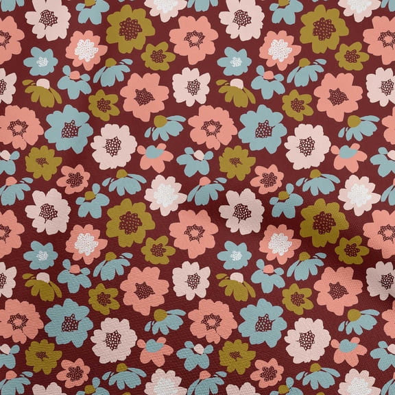 oneOone Georgette Viscose Maroon Fabric Asian Retro Floral Fabric For Sewing Printed Craft Fabric By The Yard 42 Inch Wide