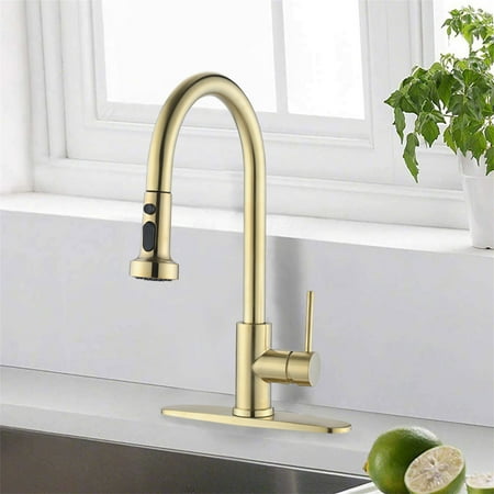 

Cfowner Kitchen Faucets with Pull Down Sprayer Farmhouse Sink Faucet Commercial Modern Stainless Steel Faucets for Bar Laundry Utility Sink