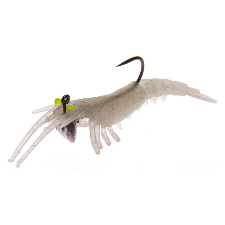 Ozark Trail Soft Plastic Saltwater Shrimp Fishing Lures, Silver, 2-Pack, Size: 3.75 inch