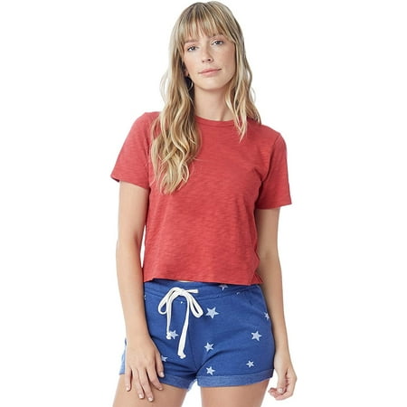 Alternative Hayes Organic Corront Slub Cropped T-Shirt Faded Red MD
