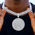 thumbnail image 3 of Iced Out 14MM Prong Cuban Chain Letters Necklace For Women Bling Round Initials Name Necklaces Hiphop Chain Couple Gifts Jewelry, 3 of 4