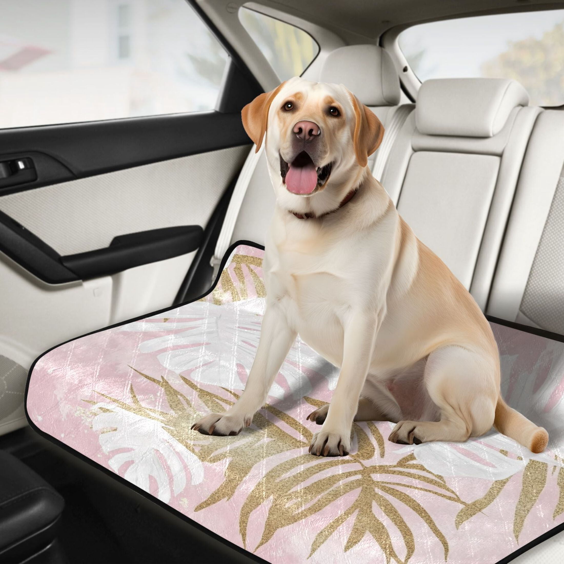Washable Pet Pee Pads with Super Absorbent Reusable Training Pads for Dogs & Cats White Monstera Leaves