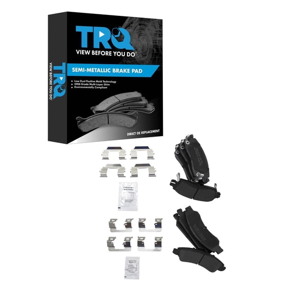 TRQ Front and Rear Brake Pad Set Semi Metallic Fits 2013-2018 Cadillac XTS
