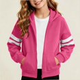 thumbnail image 2 of HAOTAGS Kids Hooded Sweatshirt (5-14) Winter Fleece-lined Zipper Warm Jacket Hot Pink Size 9, 2 of 7