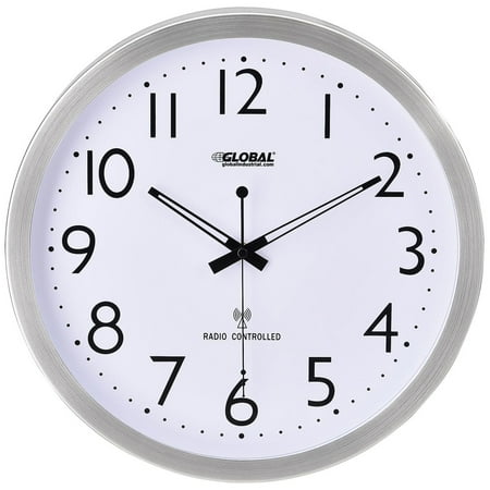 Global Industrial Atomic Wall Clock 14 Stainless Steel