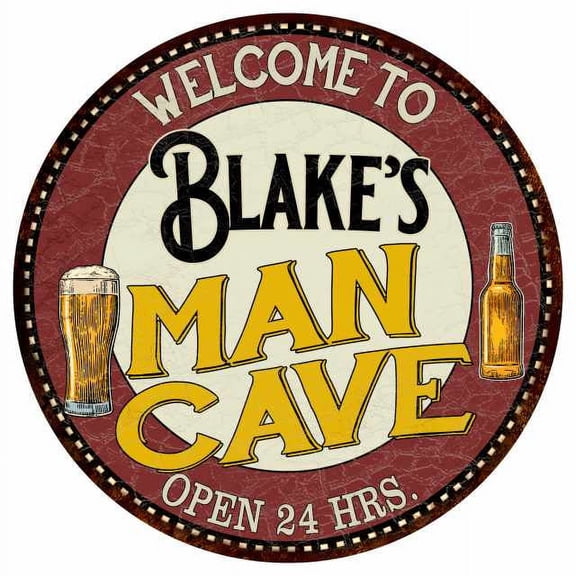 Blake's Man Cave 12" Round Metal Sign Kitchen Bar Wall Décor 200120035128