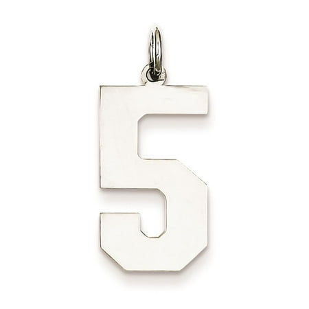 925 Sterling Silver Polished Large Number 5 Charm Pendant