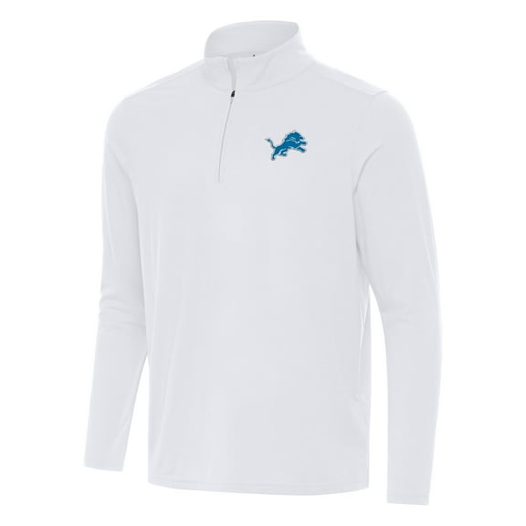 Men's Antigua White Detroit Lions Intent Quarter-Zip Pullover Top