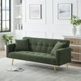 thumbnail image 6 of Aukfa Teddy Fleece Futon Sofa Bed for Home Office, 2 Pillows, Tufted Futon, Green, 6 of 11