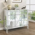 thumbnail image 2 of Mirrored TV Stand for TVs up to 48 Inch, Mirrored Entertainment Center, Silver TV Console Cabinet with 3 Drawers and 3 Doors Cabinet, for Living Room, Bedroom (40"W x 15.7"D x 35.5"H), 2 of 9
