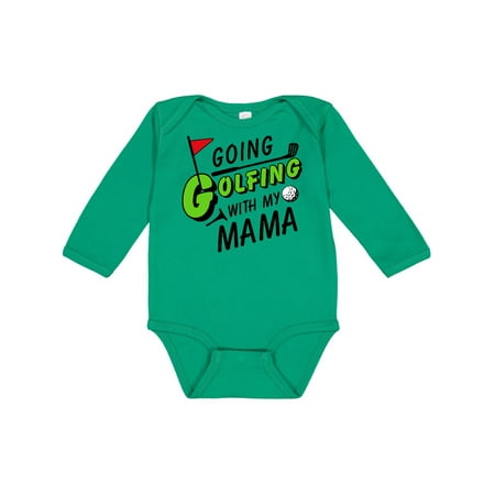 

Inktastic Going Golfing with my Mama- kids golf Gift Baby Boy or Baby Girl Long Sleeve Bodysuit