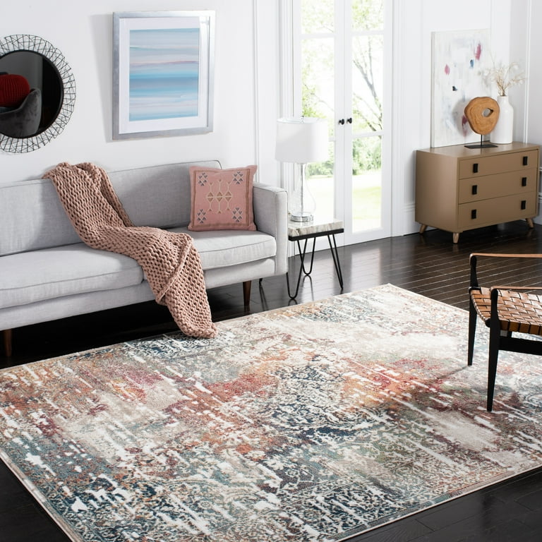 SAFAVIEH Skyler Luka Distressed Area Rug, Beige/Burgundy, 6 SAFAVIEH Skyler Luka Distressed Area Rug, Beige/Burgundy, 6
