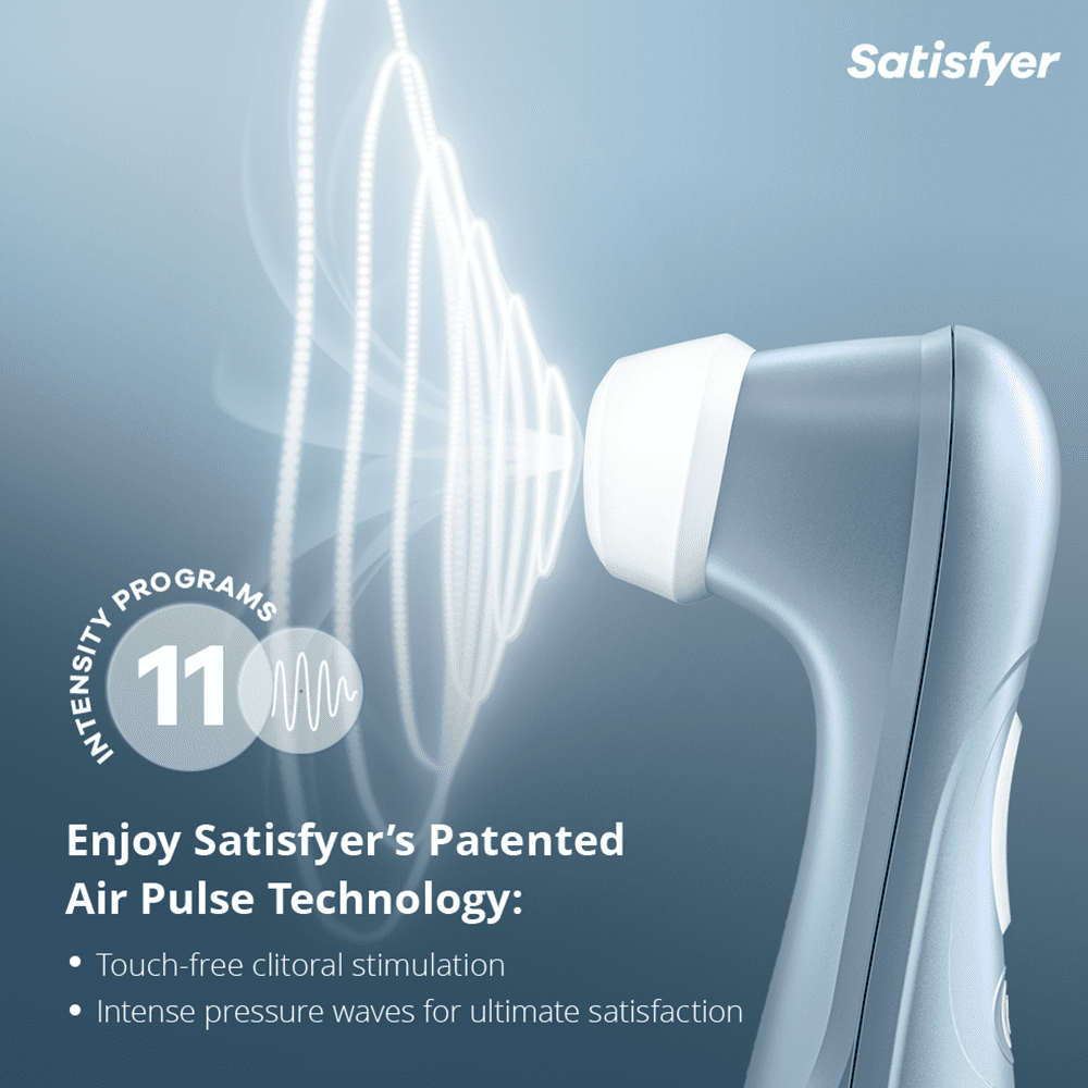 Satisfyer Pro 2 Air-Pulse Clitoris Stimulator - Non-Contact Clitoral Sucking Pressure-Wave Technology, Waterproof, Rechargeable (Blue)