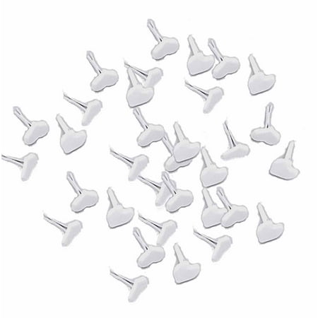 - 100 Paper Craft Fasteners White Heart Brads 1/3 Inches Shank 9.5mm Head