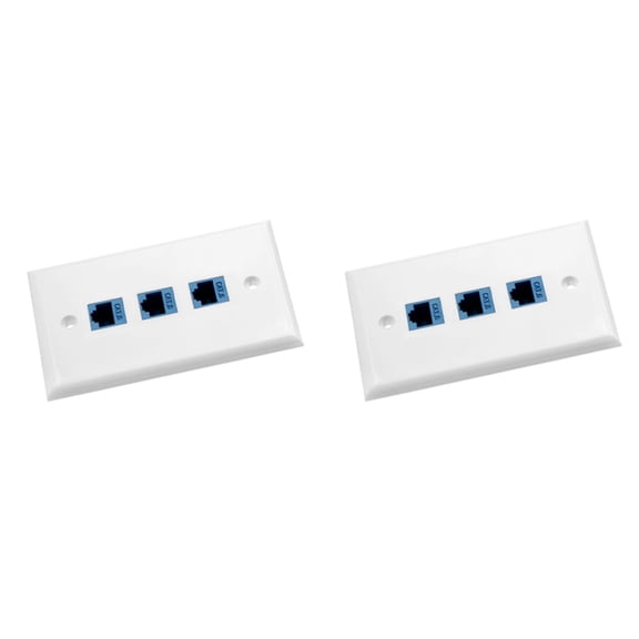 2Pack 3-Port Ethernet Wall Plate, RJ45 Wall Plate with RJ45 Inline Coupler Insert,Cat6 Wall Plate