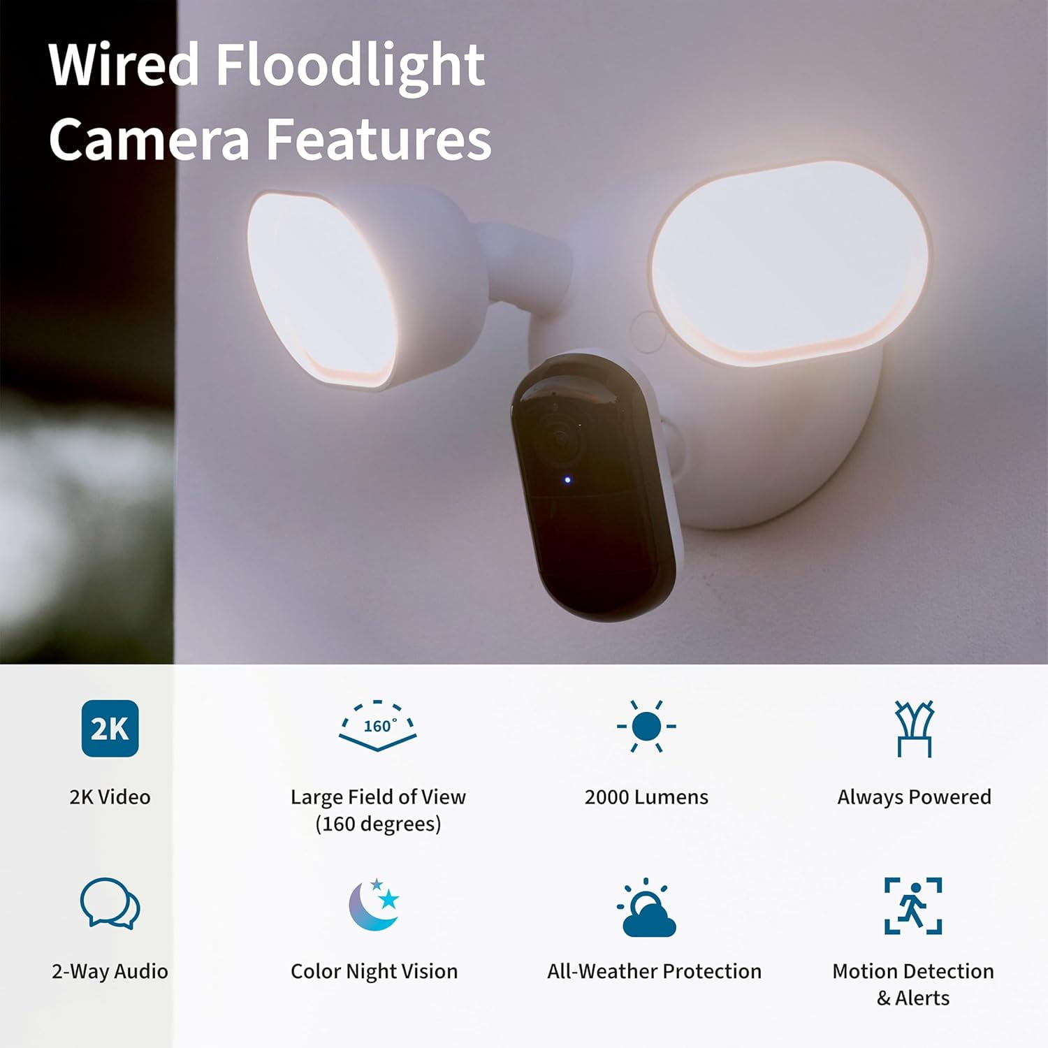 Arlo FLW2001-100NAR Wired Floodlight Security Camera, White