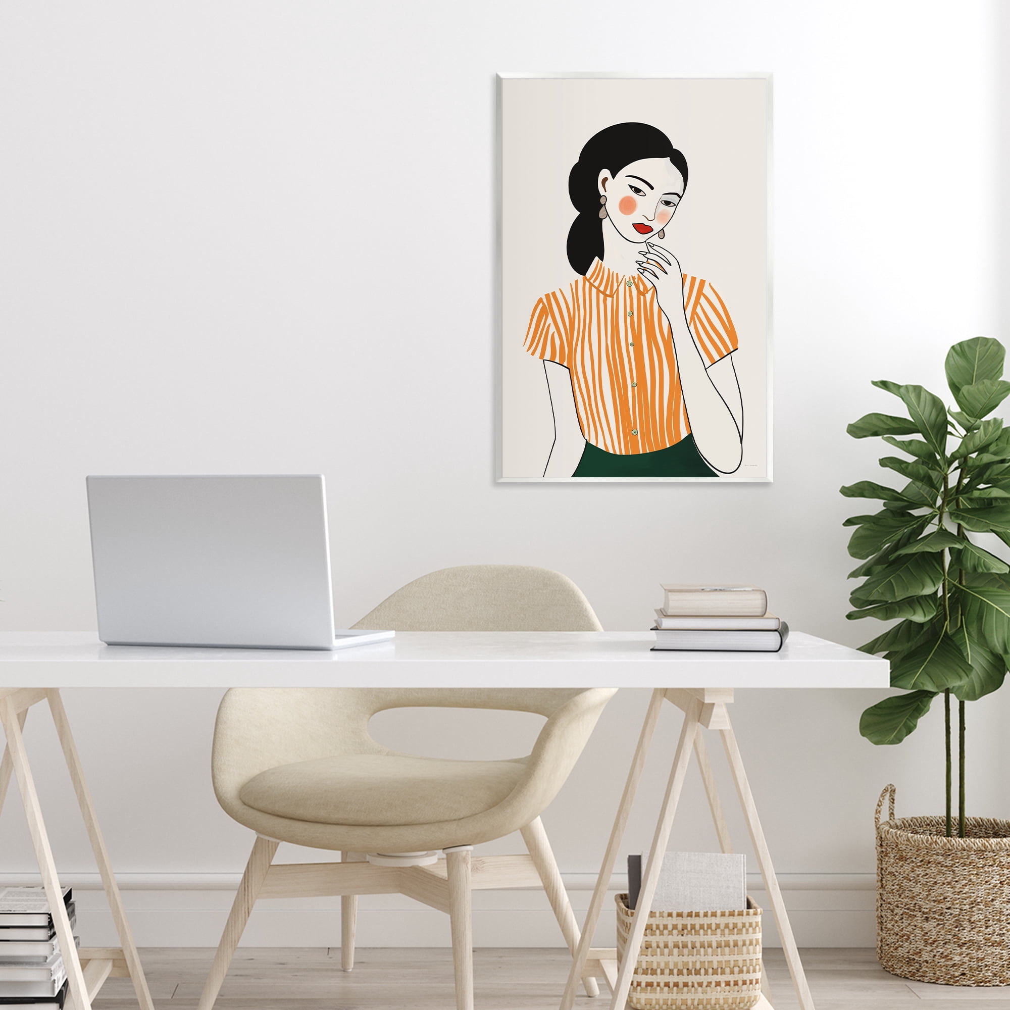 Stupell Industries Woman in Orange Blouse Wall Plaque Art, design by Omar Escalante