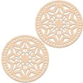 thumbnail image 2 of Honrane 2Pcs Crochet Wood Bases Unpainted Floral Pattern Round Hollow Knitting Wooden Basket Bottoms for Embroidery, 2 of 8