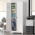 thumbnail image 4 of Marcree 73" Metal Storage Cabinet with Lockable Doors, Functional Garage Storage Cabinets, Heavy-Duty Tool Organization Cabinet with Hanging Rod & S-Hooks, White, 4 of 7