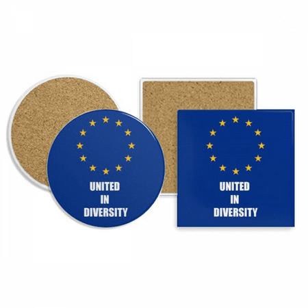 

Diversification Unification Slogan Europe Coaster Cup Mug Holder Absorbent Stone Cork Base Set