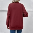 thumbnail image 6 of XPMWRP Women Raglan Long Sleeve Round Neck Sweatshirts Cute Loose Fit Lightweight Pullover Tops with Side Pockets Wine S, 6 of 6