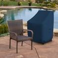 thumbnail image 4 of Stackable Chair Cover 12 Oz Waterproof - 100% Weather Resistant PVC Coated Patio Furniture Cover with Air Pockets & Drawstring for Snug Fit (25W x 35D x 45H x 15 FH, Blue), 4 of 6