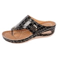 thumbnail image 6 of Rokment Women's Orthopedic Wedges Flip Flops Dress Sandals 2026 Summer Fashion Casual Comfortable Leather Platform Arch Support Walking Thongs Beach Slip on Slides Black Size 9, 6 of 7