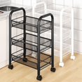 thumbnail image 2 of Mobile hollowed-out small trolley household small mesh trolley kitchen bedroom storage rack living room snack rack, 2 of 6