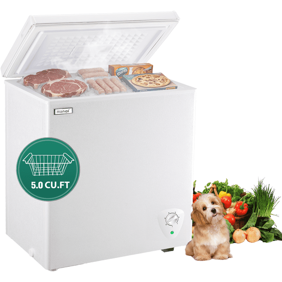 WANAI 5.0 Cubic Chest Freezer, Compact Deep Freezer,White