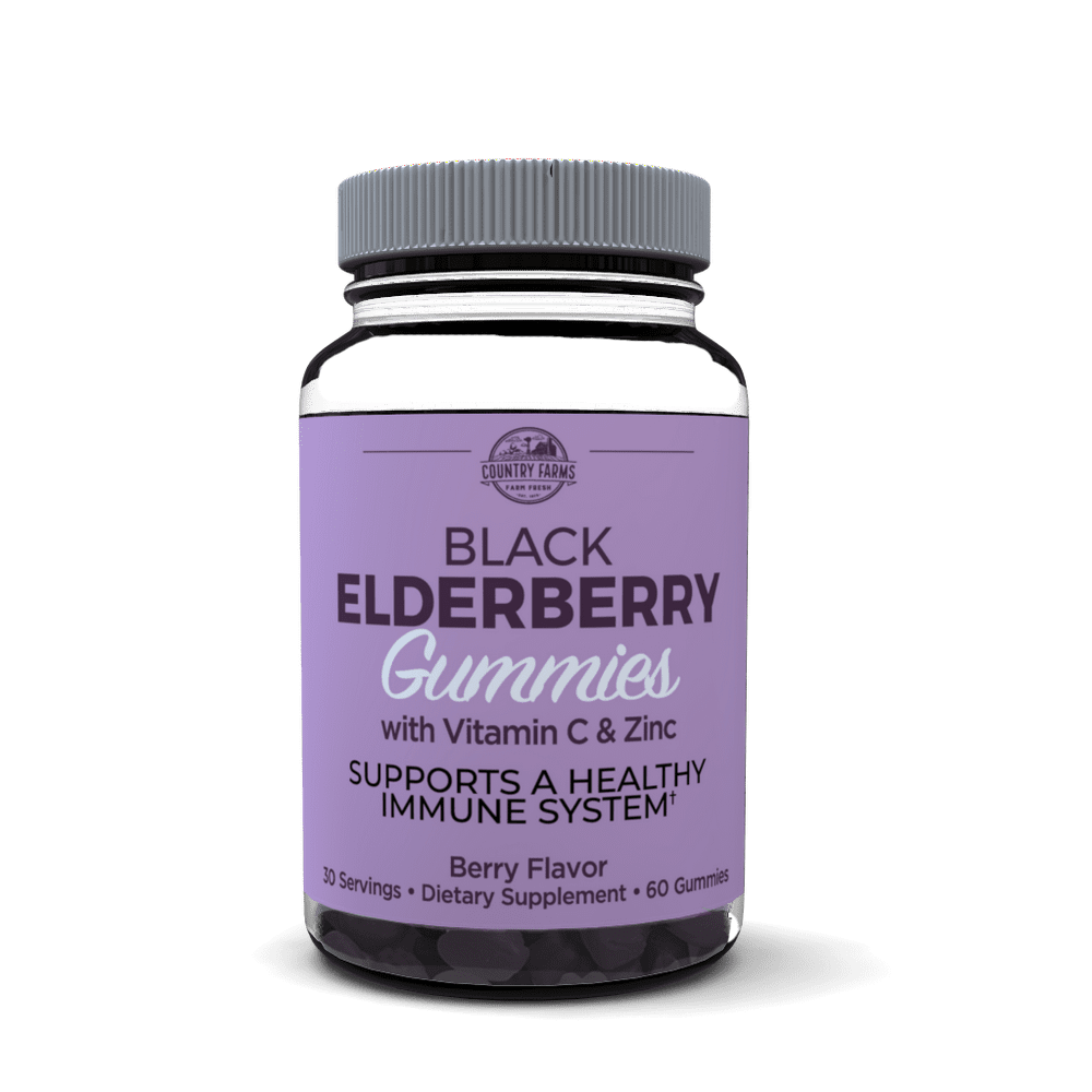 Country Farms Elderberry Gummies with Vitamin C and Zinc, Supports a