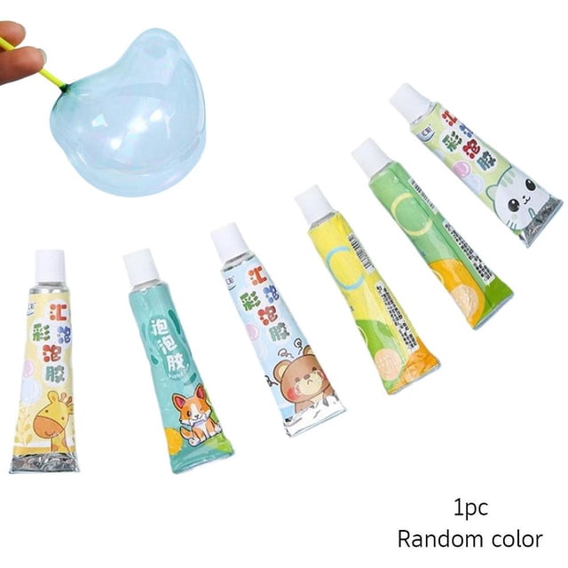 Lttoisl Fun Rubber Balloon Blowing Bubble Liquid Wands, Kids Birthday Party Favors, School Rewards, Carnival Game Prizes, Vibrant Cartoon Designs, 1 Unit