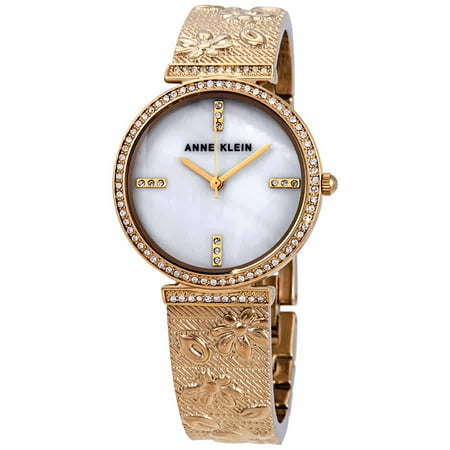 Anne Klein Swarovski Crystals White Mother of Pearl Dial Ladies Watch 3146MPGB