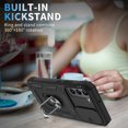 thumbnail image 6 of Design for Samsung Galaxy S23 Plus Phone Case with Camera Lens Sliding Cover Ring Holder Kickstand - Shockproof Heavy Duty Rugged Military Grade Bumper Protective Case for Women Men, Black, 6 of 11