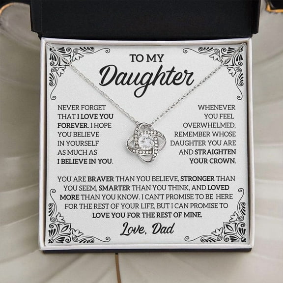 My Daughter, Gift From Dad, Daughter Gift, Daughter Necklace, Love Knot Necklace, Sentimental Gift, White Love Knot Necklace